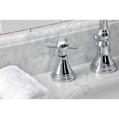 Essex Two - handle 3 - Hole Deck Mount Widespread Bathroom Sink Faucet With Brass Pop Up Drain - BUILDMYPLACE