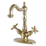 Essex Two - handle Single Hole Deck Mount Bathroom Sink Faucet with with Brass Pop - up and Cover Plate - BUILDMYPLACE