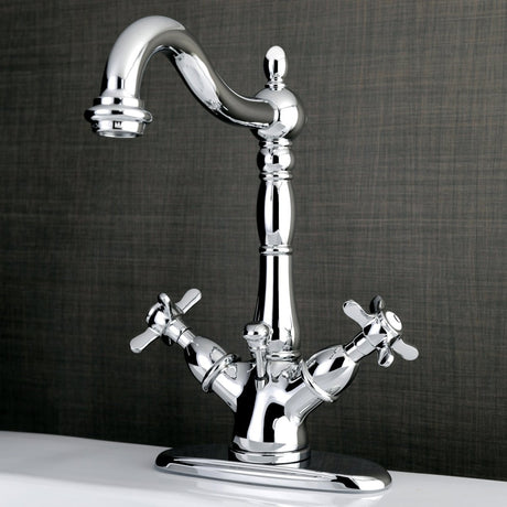 Essex Two - handle Single Hole Deck Mount Bathroom Sink Faucet with with Brass Pop - up and Cover Plate - BUILDMYPLACE