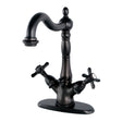 Essex Two - handle Single Hole Deck Mount Bathroom Sink Faucet with with Brass Pop - up and Cover Plate - BUILDMYPLACE