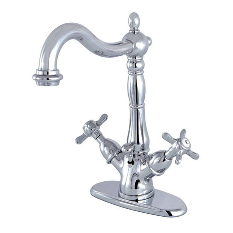 Essex Two - handle Single Hole Deck Mount Bathroom Sink Faucet with with Brass Pop - up and Cover Plate - BUILDMYPLACE