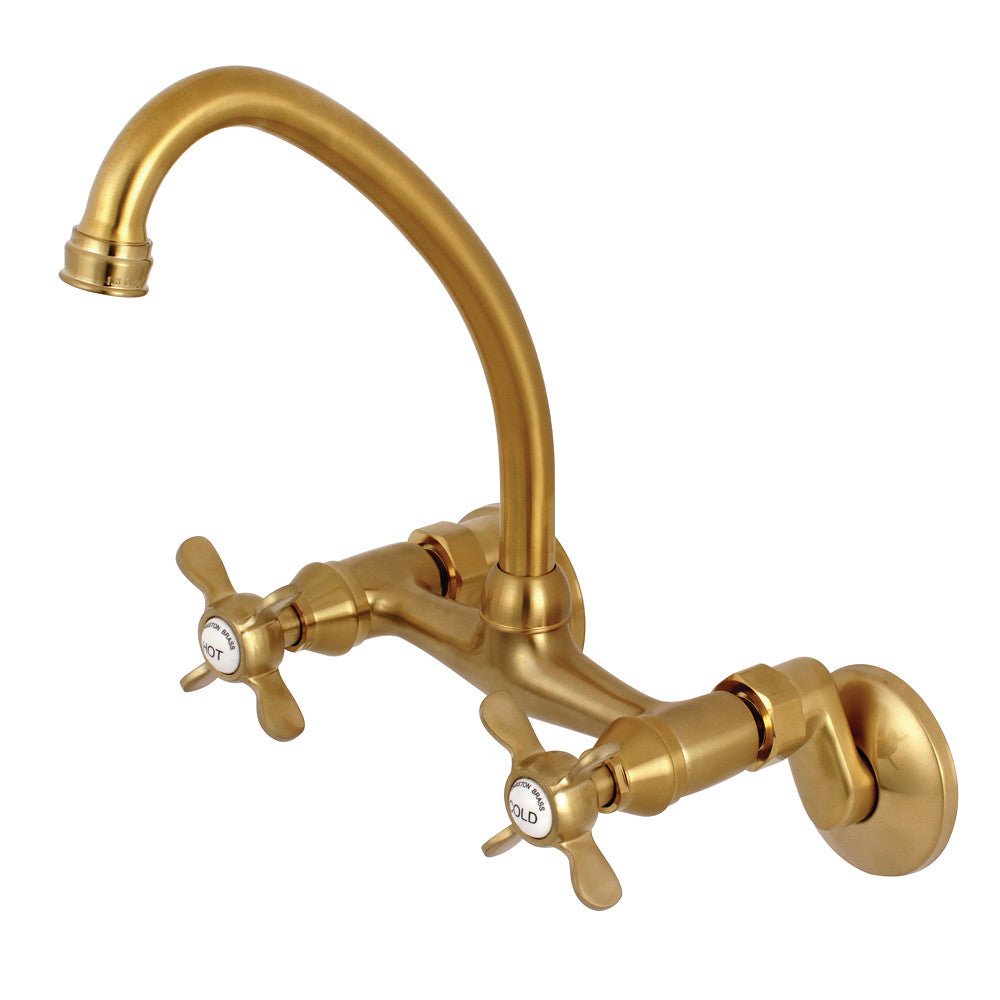 Essex Two Handle Wall Mount Kitchen Faucet With Cross Handle Lever - BUILDMYPLACE