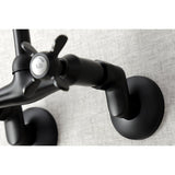 Essex Two Handle Wall Mount Kitchen Faucet With Cross Handle Lever - BUILDMYPLACE