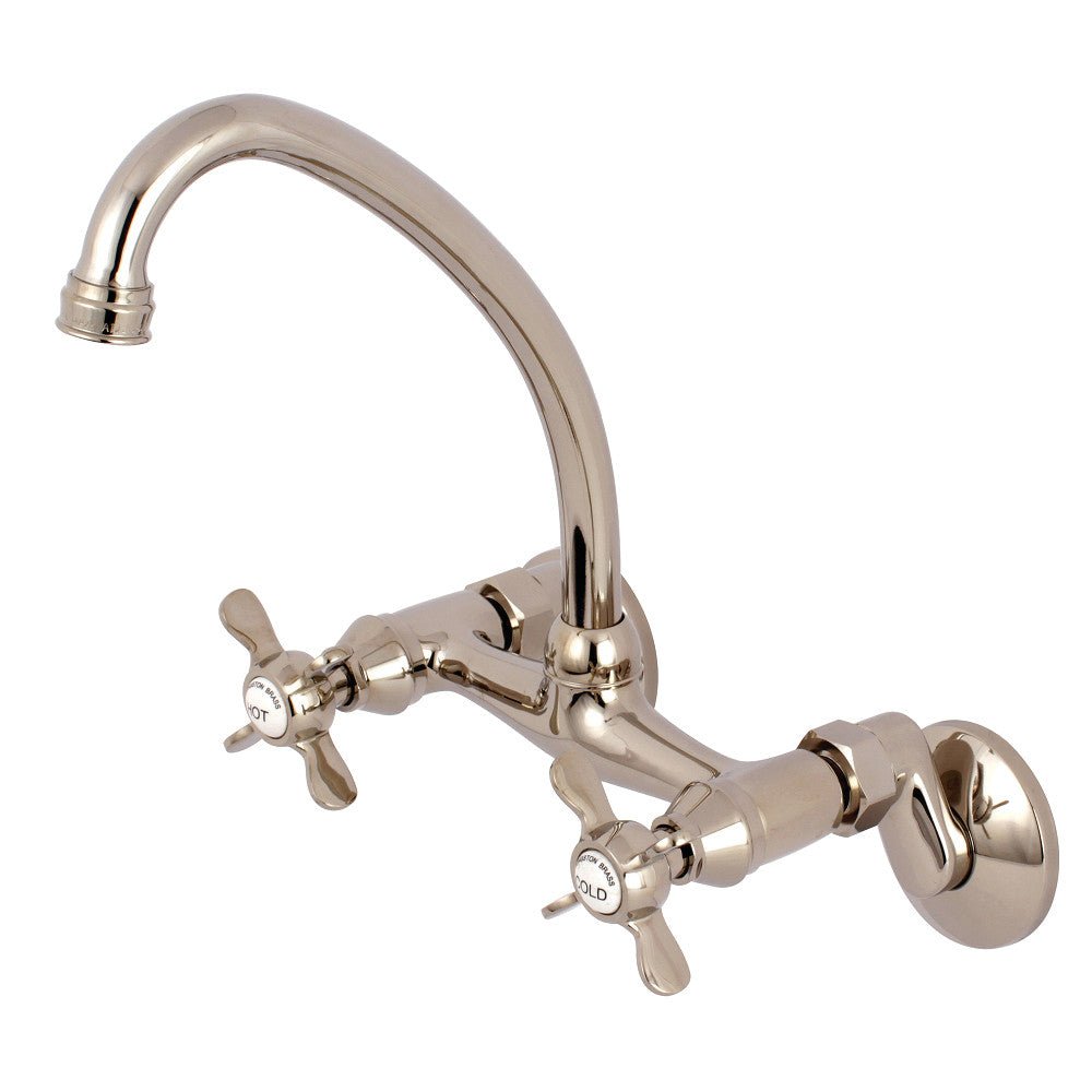 Essex Two Handle Wall Mount Kitchen Faucet With Cross Handle Lever - BUILDMYPLACE