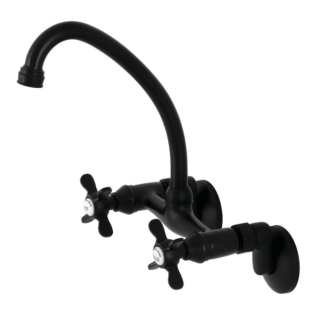 Essex Two Handle Wall Mount Kitchen Faucet With Cross Handle Lever - BUILDMYPLACE