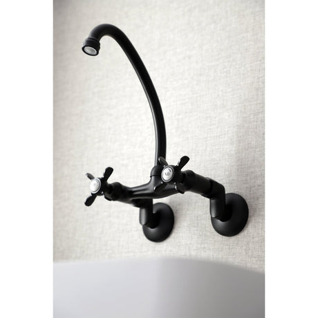 Essex Two Handle Wall Mount Kitchen Faucet With Cross Handle Lever - BUILDMYPLACE