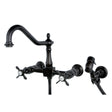 Essex Wall Mount Bridge Kitchen Faucet With Brass Sprayer - BUILDMYPLACE