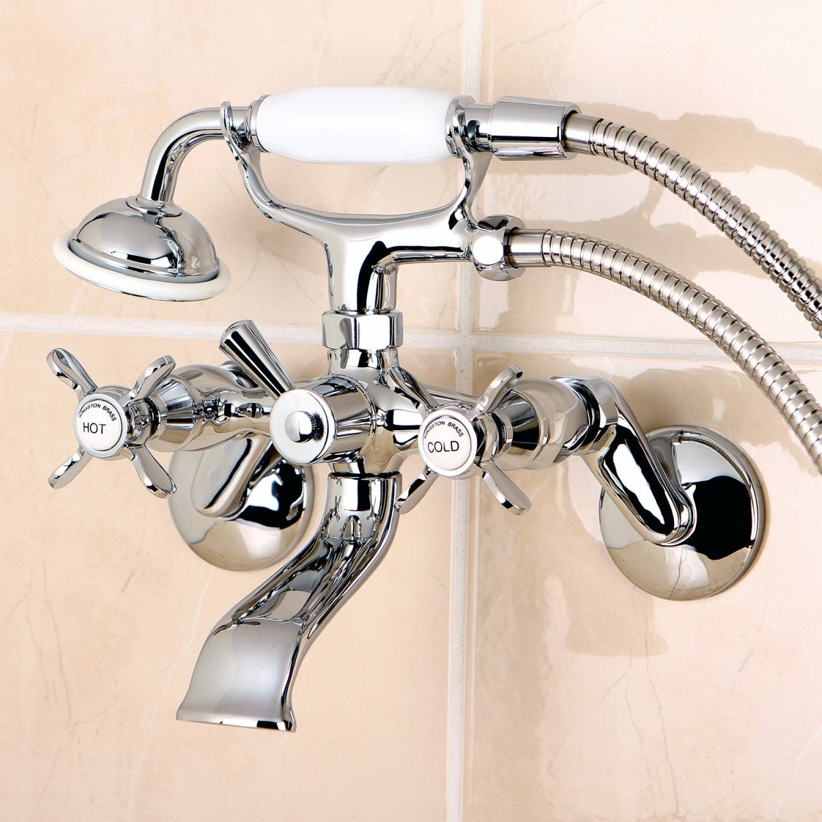 Essex Wall Mount Clawfoot Tub Faucet With Hand Shower - BUILDMYPLACE