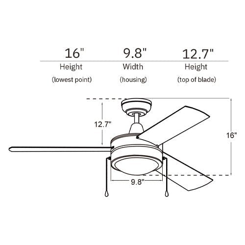 EVERETT 48 Inch 3 - Blade Ceiling Fan with LED Light & Pull Chain - LEDMyPlace