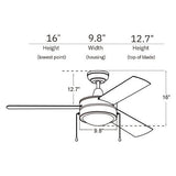 EVERETT 48 Inch 3 - Blade Ceiling Fan with LED Light & Pull Chain - LEDMyPlace