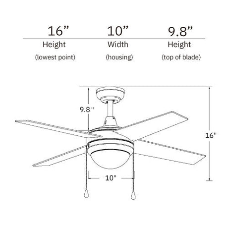 EVERETT 48 inch 4 - Blade Ceiling Fan with LED light & Pull Chain - LEDMyPlace