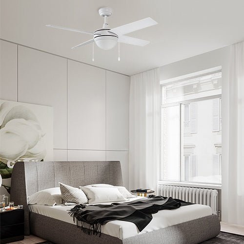 EVERETT 48 inch 4 - Blade Ceiling Fan with LED light & Pull Chain - LEDMyPlace