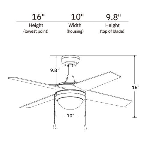 EVERETT 48 inch 4 - Blade Ceiling Fan with LED light & Pull Chain - LEDMyPlace