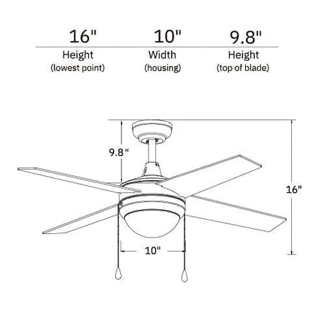 EVERETT 48 inch 4 - Blade Ceiling Fan with LED light & Pull Chain - LEDMyPlace