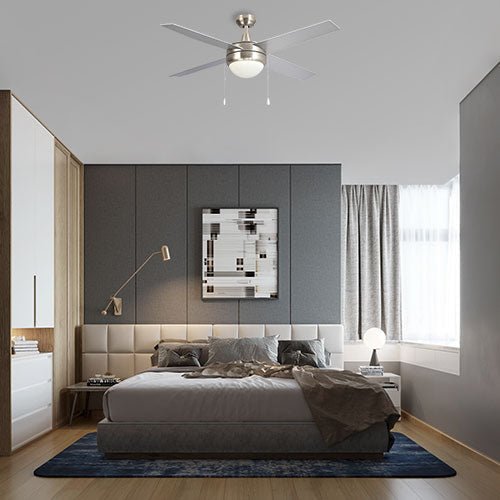 EVERETT 48 inch 4 - Blade Ceiling Fan with LED light & Pull Chain - LEDMyPlace