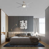 EVERETT 48 inch 4 - Blade Ceiling Fan with LED light & Pull Chain - LEDMyPlace