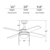 EVERETT 48 inch 4 - Blade Ceiling Fan with LED light & Pull Chain - LEDMyPlace