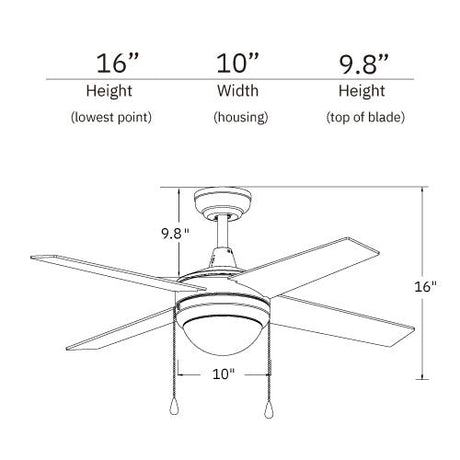EVERETT 48 inch 4 - Blade Ceiling Fan with LED light & Pull Chain - LEDMyPlace