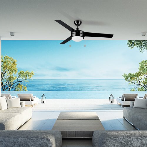 EVERETT 52 Inch 3 - Blade Ceiling Fan with LED Light & Pull Chain - LEDMyPlace