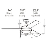 EVERETT 52 Inch 3 - Blade Ceiling Fan with LED Light & Pull Chain - LEDMyPlace