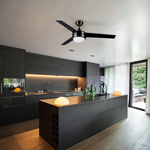 EVERETT 52 Inch 3 - Blade Ceiling Fan with LED Light & Pull Chain - LEDMyPlace