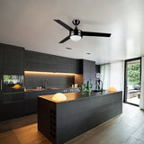 EVERETT 52 Inch 3 - Blade Ceiling Fan with LED Light & Pull Chain - LEDMyPlace