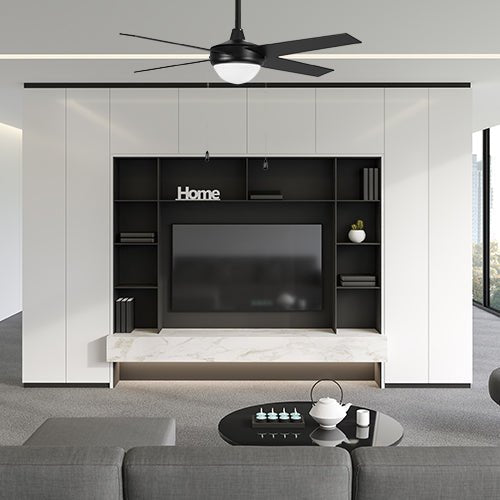 EVERETT 52 inch 4 - Blade Ceiling Fan with LED Light & Pull Chain - LEDMyPlace