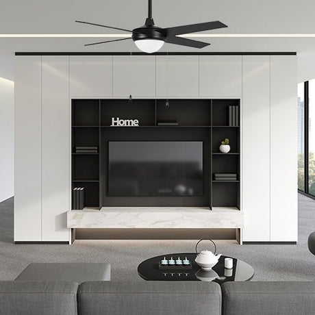 EVERETT 52 inch 4 - Blade Ceiling Fan with LED Light & Pull Chain - LEDMyPlace