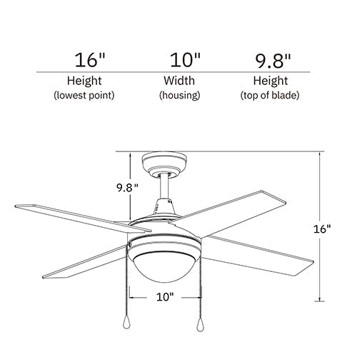 EVERETT 52 inch 4 - Blade Ceiling Fan with LED Light & Pull Chain - LEDMyPlace