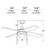 EVERETT 52 inch 4 - Blade Ceiling Fan with LED Light & Pull Chain - LEDMyPlace