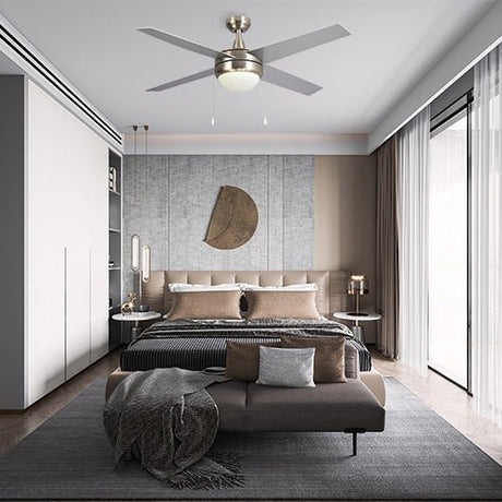 EVERETT 52 inch 4 - Blade Ceiling Fan with LED Light & Pull Chain - LEDMyPlace