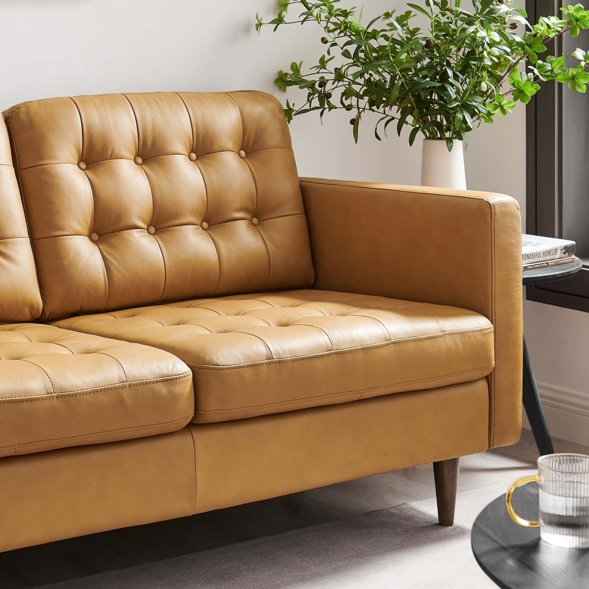 Exalt Tufted Leather Loveseat - BUILDMYPLACE