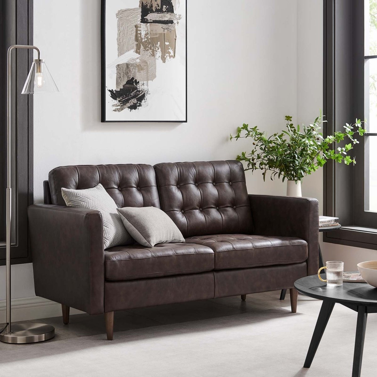 Exalt Tufted Leather Loveseat - BUILDMYPLACE