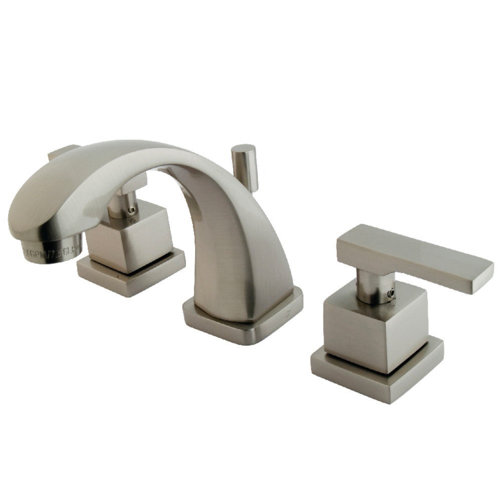 Executive Two - handle 3 - Hole Deck Mount Widespread Bathroom Sink Faucet With Pop - Up Drain Assembly - BUILDMYPLACE