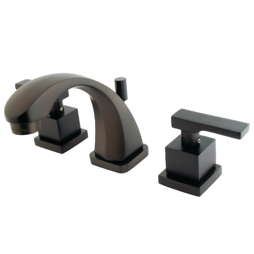 Executive Two - handle 3 - Hole Deck Mount Widespread Bathroom Sink Faucet With Pop - Up Drain Assembly - BUILDMYPLACE