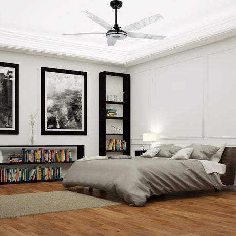Explorer 52 in. (5 - Blade) Best Smart Ceiling Fan w/ Light & Remote, Black/Marble Pattern Finish, Works w/ Alexa/Google Home/Siri - LEDMyPlace