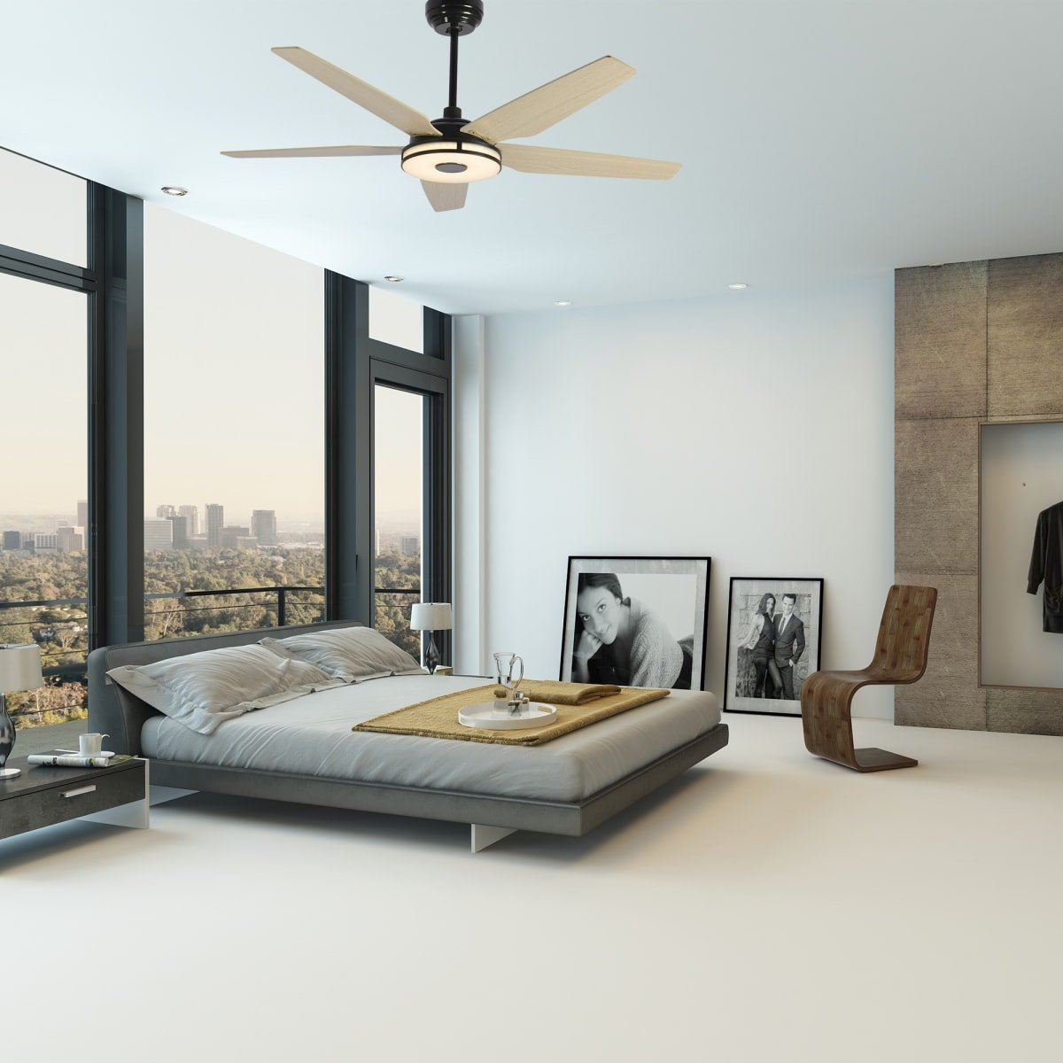 Explorer 52 in. (5 - Blade) Best Smart Ceiling Fan w/ Light & Remote, Black/Marble Pattern Finish, Works w/ Alexa/Google Home/Siri - LEDMyPlace