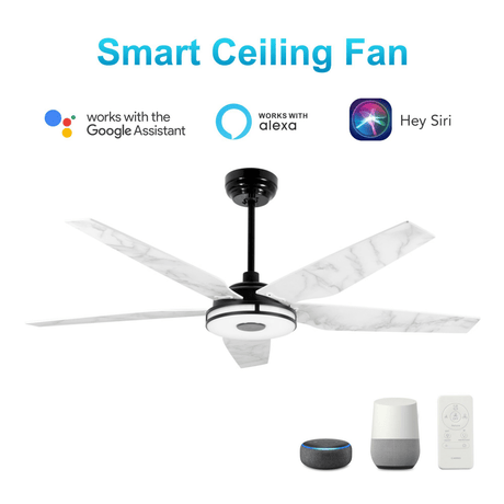 Explorer 52" In. 5 Blade Smart Ceiling Fan with Dimmable LED Light Kit Works with Remote Control, Wi - Fi apps and Voice control via Google Assistant/Alexa/Siri - BUILDMYPLACE