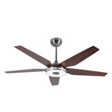 Explorer 56" In. Silver/Wood 5 Blade Smart Ceiling Fan with Dimmable LED Light Kit Works with Remote Control, Wi - Fi apps and Voice control via Google Assistant/Alexa/Siri - BUILDMYPLACE