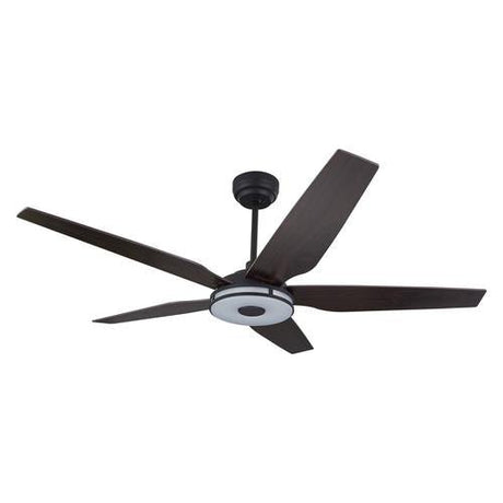 Explorer Black 5 Blade Smart Ceiling Fan with Dimmable LED Light Kit Works with Remote Control, Wi - Fi apps and Voice control via Google Assistant/Alexa/Siri - BUILDMYPLACE