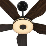 Explorer Black 5 Blade Smart Ceiling Fan with Dimmable LED Light Kit Works with Remote Control, Wi - Fi apps and Voice control via Google Assistant/Alexa/Siri - BUILDMYPLACE