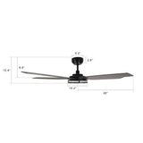 Explorer Black 5 Blade Smart Ceiling Fan with Dimmable LED Light Kit Works with Remote Control, Wi - Fi apps and Voice control via Google Assistant/Alexa/Siri - BUILDMYPLACE