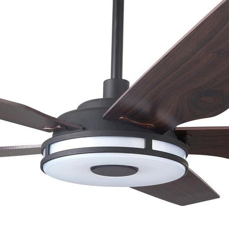 Explorer Black 5 Blade Smart Ceiling Fan with Dimmable LED Light Kit Works with Remote Control, Wi - Fi apps and Voice control via Google Assistant/Alexa/Siri - BUILDMYPLACE