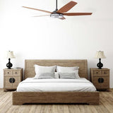 Explorer Black/Fine Wood Grain Pattern 5 Blade Smart Ceiling Fan with Dimmable LED Light Kit Works with Remote Control, Wi - Fi apps and Voice control via Google Assistant/Alexa/Siri - BUILDMYPLACE