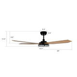 Explorer Black/Fine Wood Grain Pattern 5 Blade Smart Ceiling Fan with Dimmable LED Light Kit Works with Remote Control, Wi - Fi apps and Voice control via Google Assistant/Alexa/Siri - BUILDMYPLACE