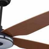 Explorer Black/Fine Wood Grain Pattern 5 Blade Smart Ceiling Fan with Dimmable LED Light Kit Works with Remote Control, Wi - Fi apps and Voice control via Google Assistant/Alexa/Siri - BUILDMYPLACE