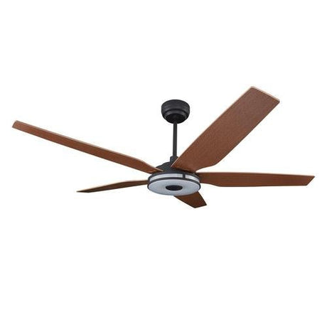 Explorer Black/Fine Wood Grain Pattern 5 Blade Smart Ceiling Fan with Dimmable LED Light Kit Works with Remote Control, Wi - Fi apps and Voice control via Google Assistant/Alexa/Siri - BUILDMYPLACE