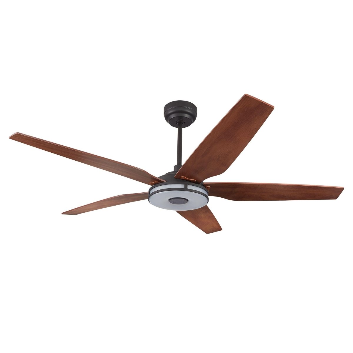 Explorer Black/Wood 5 Blade Smart Ceiling Fan with Dimmable LED Light Kit Works with Remote Control, Wi - Fi apps and Voice control via Google Assistant/Alexa/Siri - BUILDMYPLACE