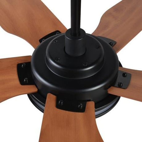 Explorer Black/Wood 5 Blade Smart Ceiling Fan with Dimmable LED Light Kit Works with Remote Control, Wi - Fi apps and Voice control via Google Assistant/Alexa/Siri - BUILDMYPLACE