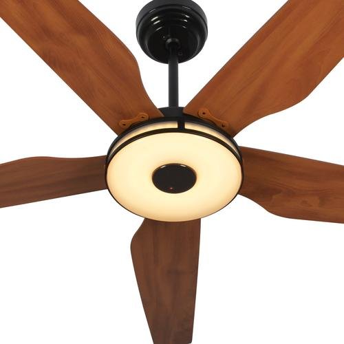 Explorer Black/Wood 5 Blade Smart Ceiling Fan with Dimmable LED Light Kit Works with Remote Control, Wi - Fi apps and Voice control via Google Assistant/Alexa/Siri - BUILDMYPLACE